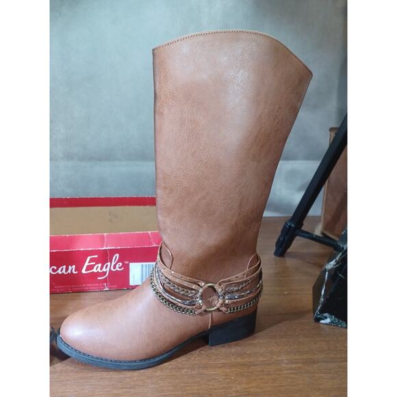 American Eagle Outfitter Women's Size 6 BROWN Biker Boots HIGHZIP Ankle Cuff - Picture 3 of 12